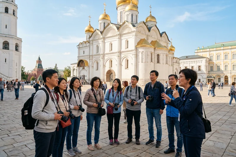 Гид с группой на экскурсии